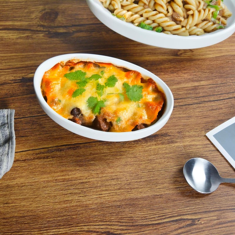 dingdaer Au Gratin Baking Dishes 7'' x 4'', 12 OZ Ceramic Oval Baking Dish for Single Serving, Individual Casserole Dishes Oven Safe, Set of 4 Oval serving bowl for food, Side Dishes, Salad, Pasta - Image 4